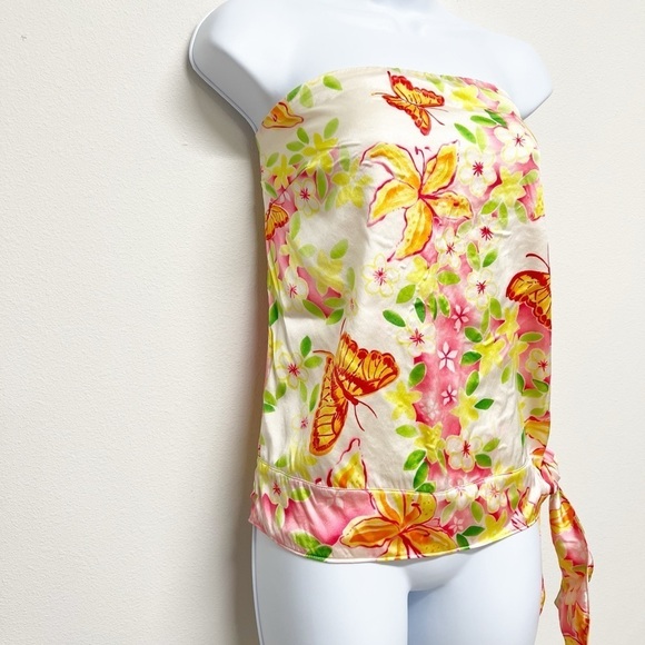 Lilly Pulitzer Vintage Silk Butterfly White Winter Floral Print Quinn Top Sz 10 - Picture 4 of 12